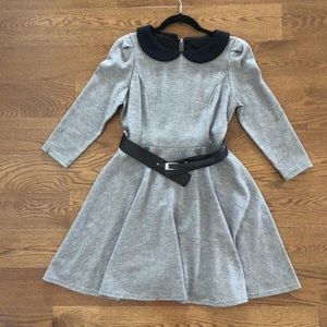 Collared grey dress with belt